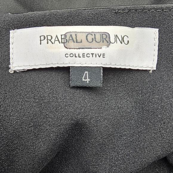 Prabal Gurung Collective Womans size 4 V-Neck Midi Slip Dress Black Button Skirt - Picture 6 of 8
